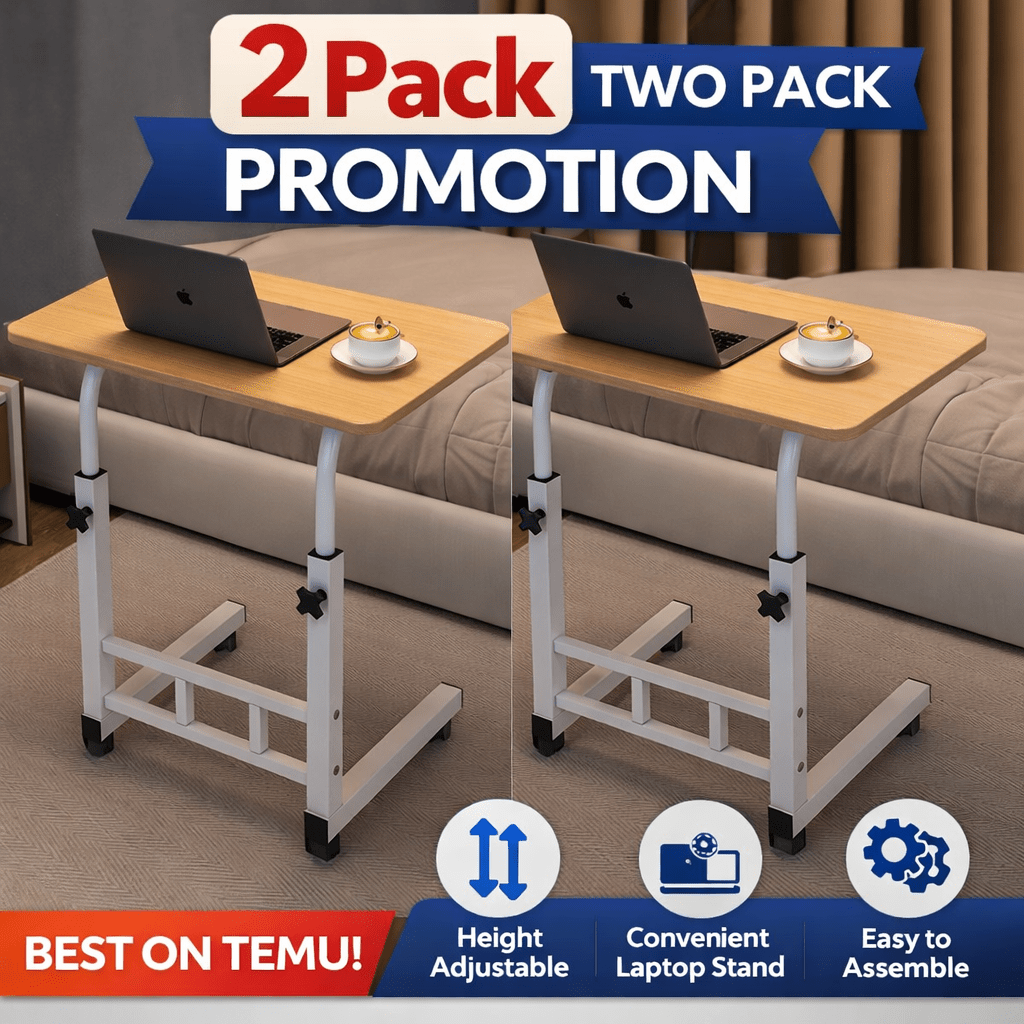 Mobile Lift Table Adjustable Height Rolling Laptop Desk Bedside Sofa Side Table for Bedroom Home Office