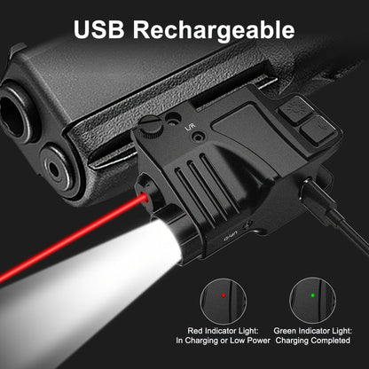 USB-C Rechargeable Laser Sight for Picatinny Rail – Green & Red Laser Dot Sight with Tactical Flashlight Combo, Vibration-Resistant, Quick Adjust, for Handguns Rifles Hunting Competition