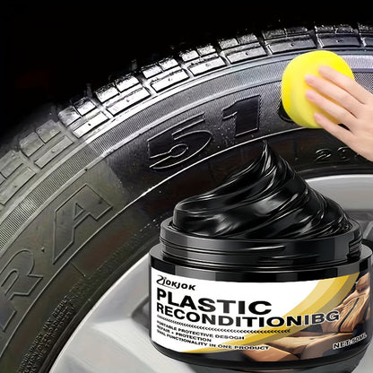 Car Plastic Restorer & Tire Brightening Cream – Universal Auto Refurbishing Cream for Dashboard Interior Trim Tires, Prevents Aging & Fading, Long-Lasting Shine & UV Protection for All Vehicles