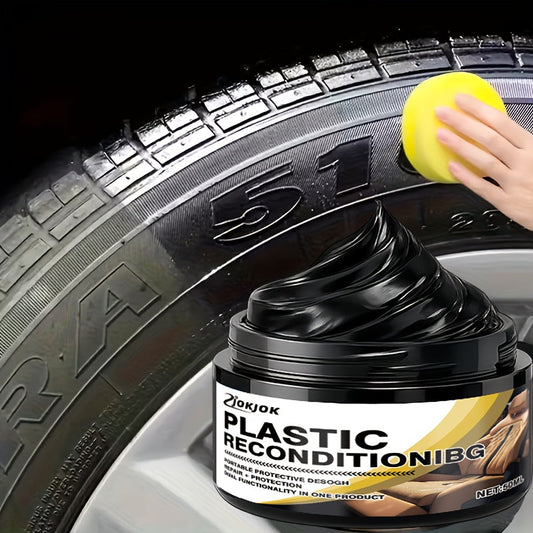 Car Plastic Restorer & Tire Brightening Cream – Universal Auto Refurbishing Cream for Dashboard Interior Trim Tires, Prevents Aging & Fading, Long-Lasting Shine & UV Protection for All Vehicles