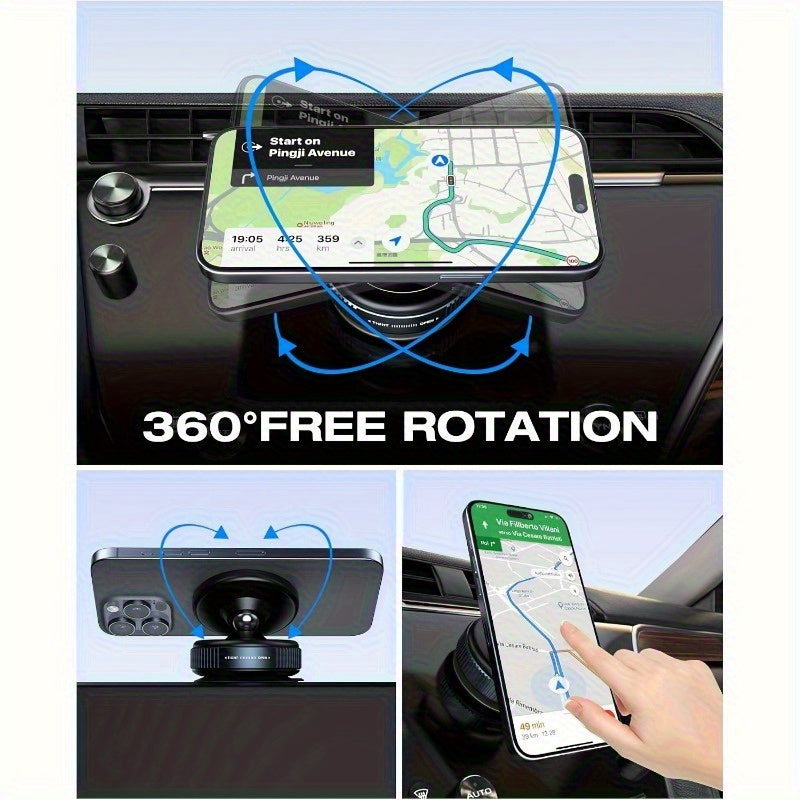 Magnetic Phone Holder with Vacuum Suction Cup, 360° Adjustable Hands-Free Phone Mount for Car, Gym, Mirror & Smooth Surfaces, Universal Magnetic Suction Phone Stand Compatible with All Smartphones