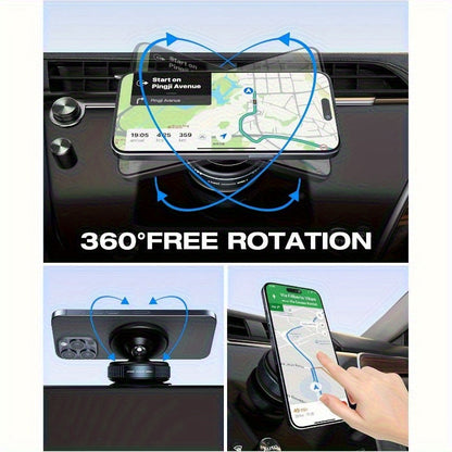Magnetic Phone Holder with Vacuum Suction Cup, 360° Adjustable Hands-Free Phone Mount for Car, Gym, Mirror & Smooth Surfaces, Universal Magnetic Suction Phone Stand Compatible with All Smartphones