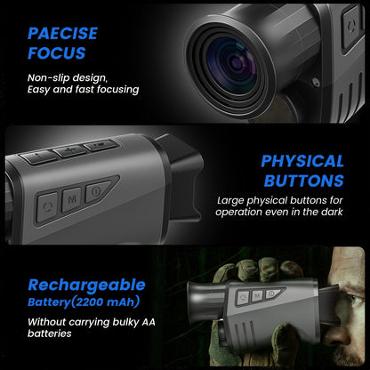 Night Vision Monocular 16x Digital Zoom Infrared - 1.54" HD Display Screen, 32GB Memory Card Included, Portable Night Vision Device for Hunting, Camping, Wildlife Observation & Outdoor Adventure