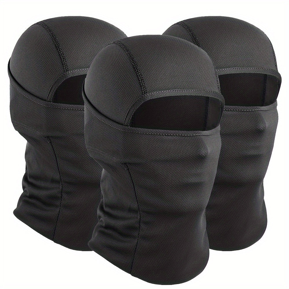 3 Pack Men's Balaclava Face Mask Windproof Moisture-Wicking Breathable Polyester Ski Hood for Outdoor Sports Cycling Fishing Hiking Hunting – Camouflage & Solid Colors All-Season Headwear