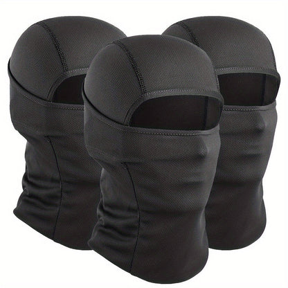 3 Pack Men's Balaclava Face Mask Windproof Moisture-Wicking Breathable Polyester Ski Hood for Outdoor Sports Cycling Fishing Hiking Hunting – Camouflage & Solid Colors All-Season Headwear