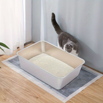 Stainless Steel Cat Litter Box XL – 2-Pack Extra Large Metal Litter Box, 6" Deep High Sides, Easy to Clean, Odor Resistant, for Big Cats & Multi-Cat Households, Rectangle Corner-Fit Design