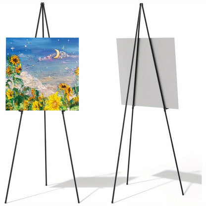 63 Inch Portable Tripod Easel Stand Foldable with Carrying Bag – Adjustable Metal Floor Easel for Wedding Signs Posters Art Painting Trade Shows and Events – Holds Up to 10 lbs