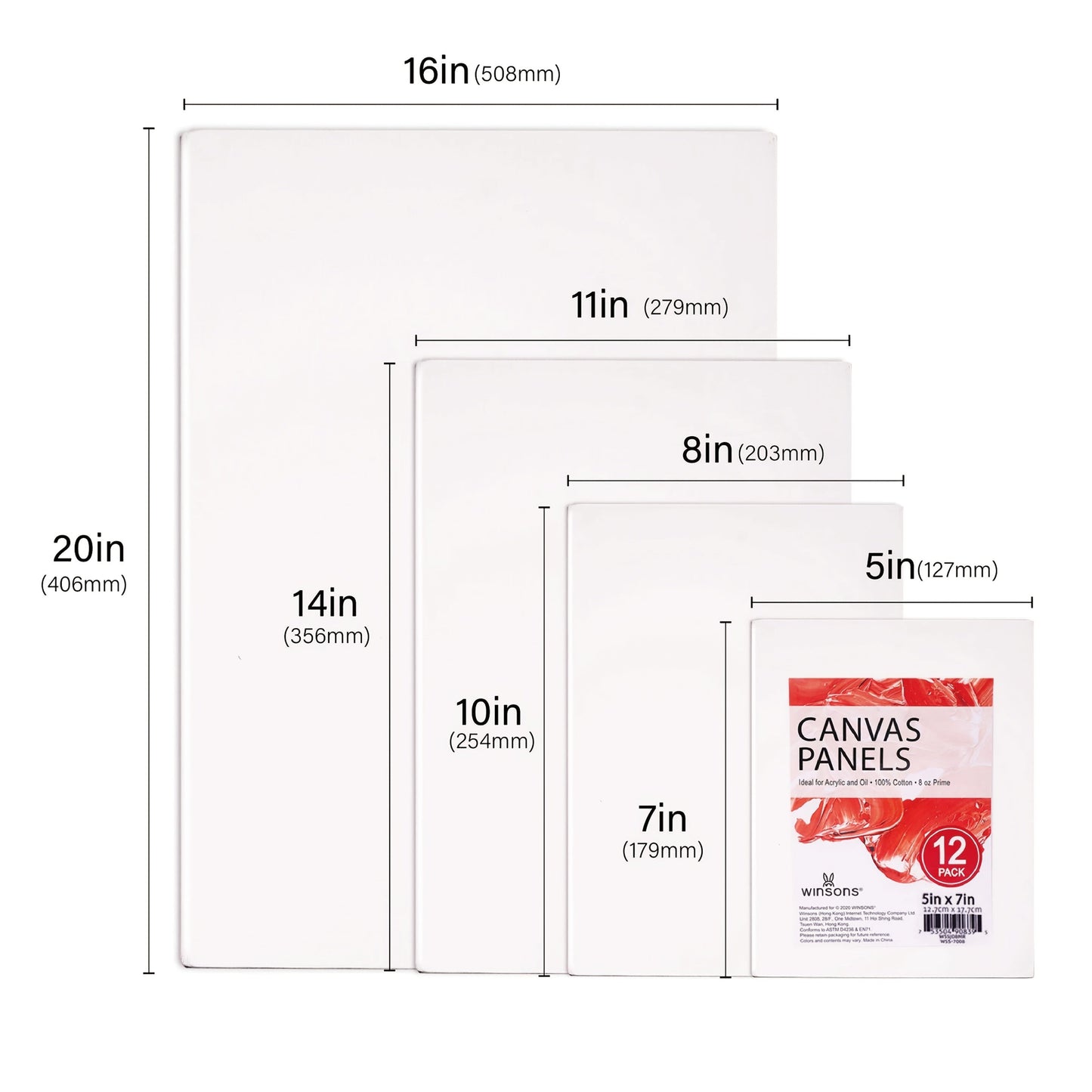 Canvas Panel Boards 12-Pack Triple Primed – White Artist Painting Canvas for Acrylic, Oil, Gouache & Tempera, Sturdy Flat Canvas Boards for Beginners & Professionals