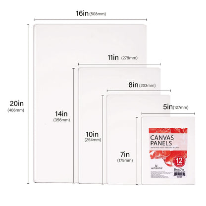 Canvas Panel Boards 12-Pack Triple Primed – White Artist Painting Canvas for Acrylic, Oil, Gouache & Tempera, Sturdy Flat Canvas Boards for Beginners & Professionals