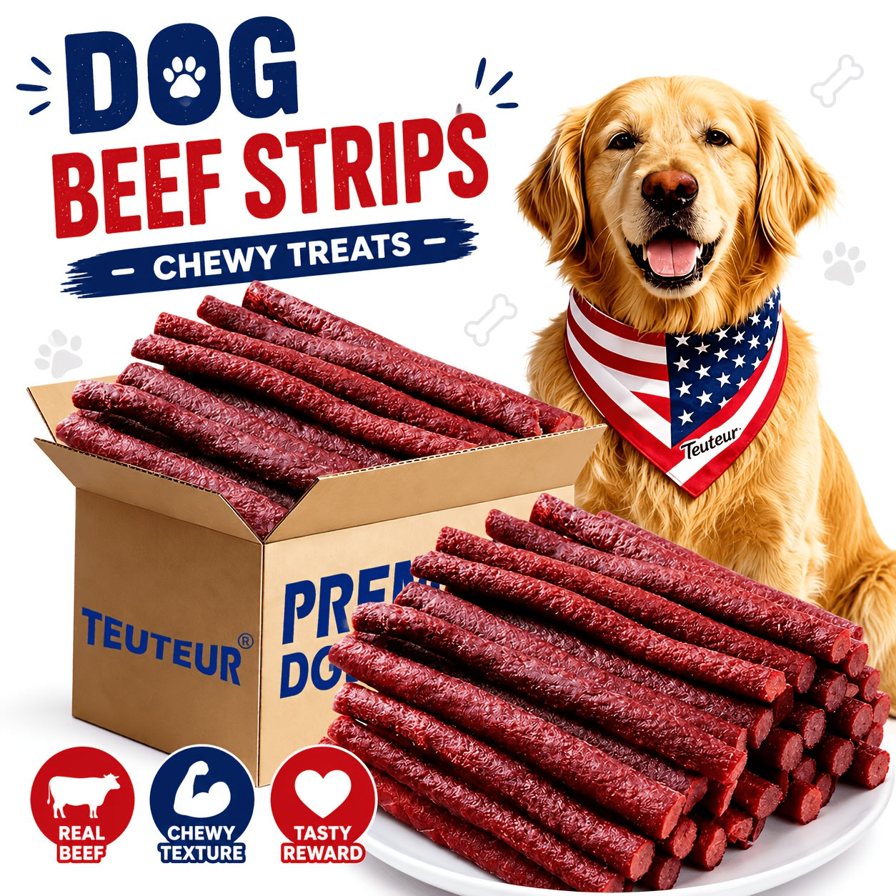 Premium Natural Beef Sticks Dog Treats – High Protein Grain-Free Beef Jerky & Molar Chews for Puppies, Adult Small Medium Large Dogs, Long-Lasting Training Rewards for All Breeds