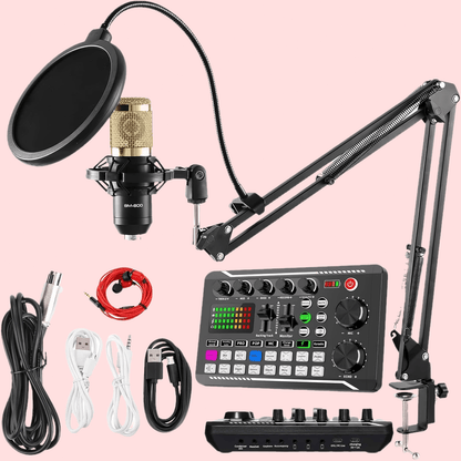 BM800 Condenser Microphone & Sound Card Recording Kit – Home Studio Bundle for Podcasting, Streaming, Voice Overs & Music, Compatible with PC, Smartphone & Tablet, Multiple Models Available