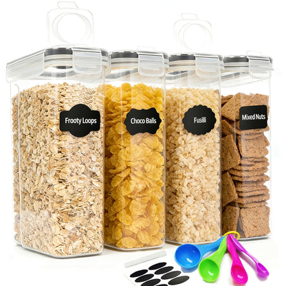 Airtight Food Storage Containers 4-Pack (4L/135oz) Extra Large BPA-Free Cereal Containers for Pantry Organization - Bulk Storage for Grain, Rice & Nuts, Kitchen Organizer Set, Great Christmas Gift