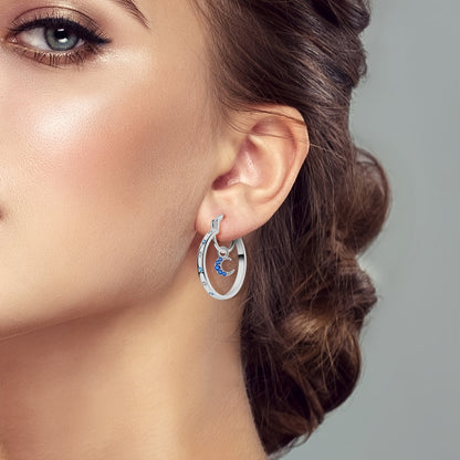 925 Sterling Silver Large Sun Design CZ Hoop Earrings for Women – Hypoallergenic Sparkling Cubic Zirconia Luxury Hoop Earrings, Elegant Statement Jewelry for Daily Wear & Party