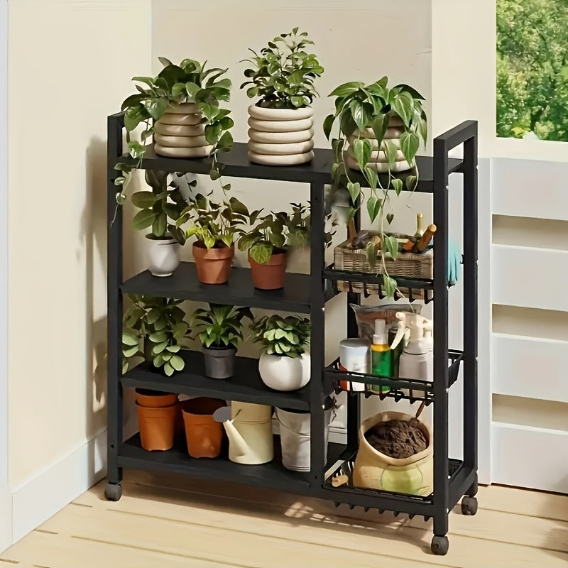Rolling Metal Storage Cart with Wire Baskets & Wheels – Adjustable 3 or 4 Tier Movable Shelf Rack for Kitchen, Office, Garage & Pantry Organization, Sturdy Metal Organizer Cart with Locking Casters