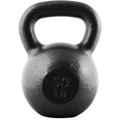 Cast Iron Kettlebell Hammerstone Painted – Flat Bottom, Wide No-Slip Grip, Home & Gym Strength Training, Full Body Workout & CrossFit, 10-50 LB Weight Options for Men & Women