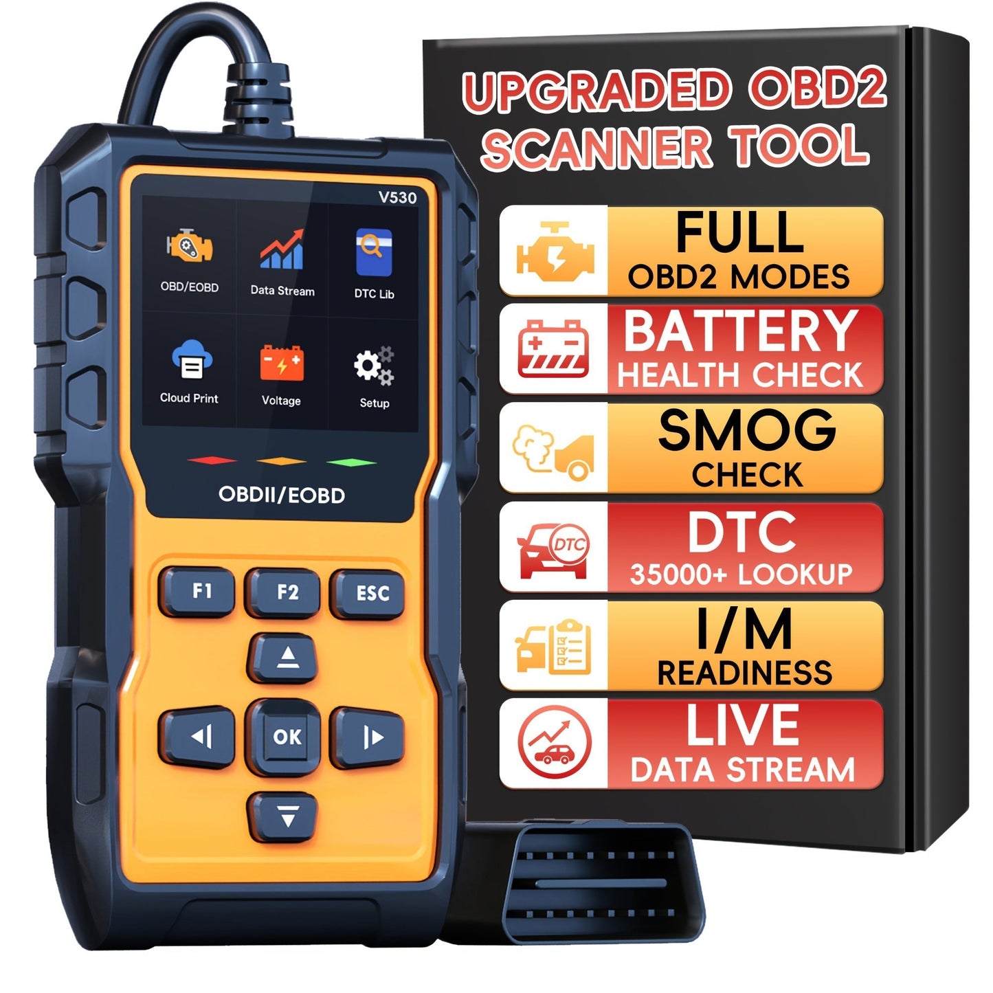 Professional OBD2 Scanner Diagnostic Tool Check Engine Code Reader with Reset Mode 6 Mode 8 I/M Readiness - Universal Car Diagnostic Scan Tool for All OBDII Vehicles Since 1996
