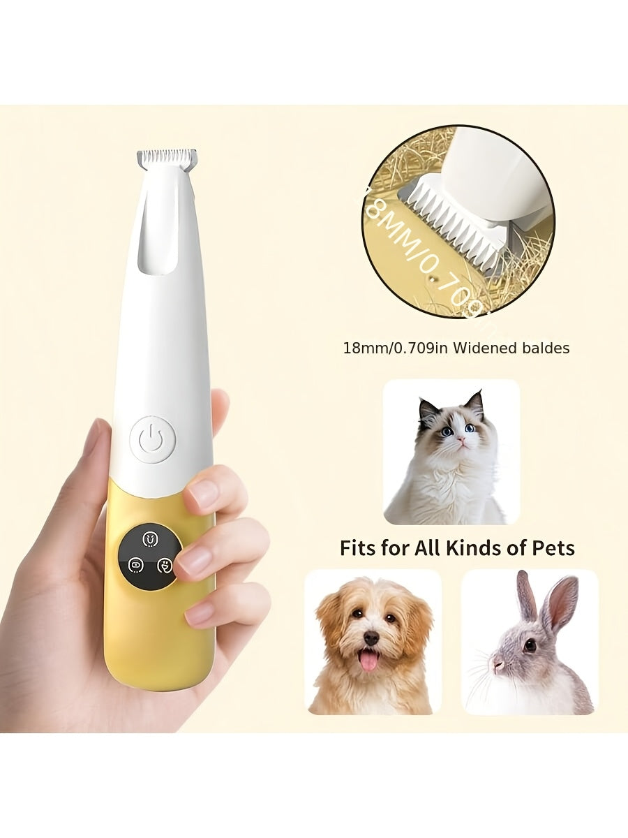 Cordless Quiet Dog Paw Trimmer with LED Light – Low-Noise Rechargeable Pet Hair Clipper for Paws, Face & Ears, Suitable for Small Dogs & Cats, Professional Grooming Tool