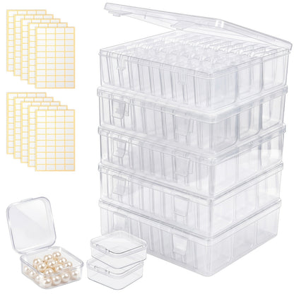 Clear Bead Organizer Box 30 Compartments Hinged Lid 3 or 5 Pack Storage Container for Jewelry Bracelet Making Craft Nail Art 8.8x6.7 Inch