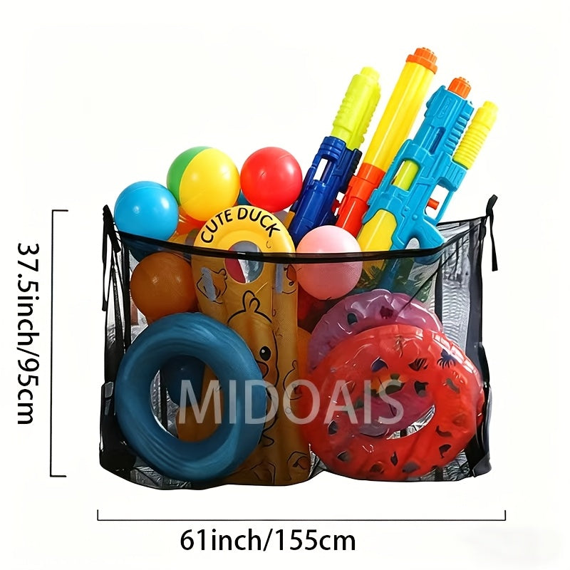 Large Mesh Drawstring Pool Storage Bag 60 Inch – Heavy Duty Net Organizer for Inflatable Pool Floats, Swim Rings, Beach Toys & Swimming Pool Accessories, Waterproof Breathable Carry Bag