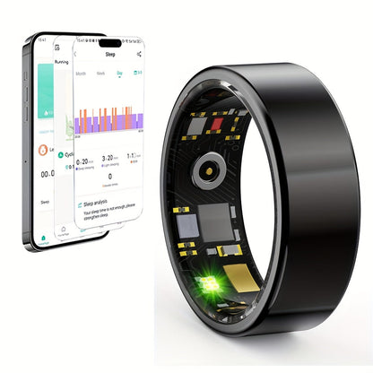 Smart Ring Sleep Tracker Heart Rate Monitor Fitness Wearable, Titanium Alloy Body Bluetooth 5.3, Step Counter Pedometer Distance Tracking, Magnetic Charging, Compatible with iPhone & Android – Black Rose Gold Silver