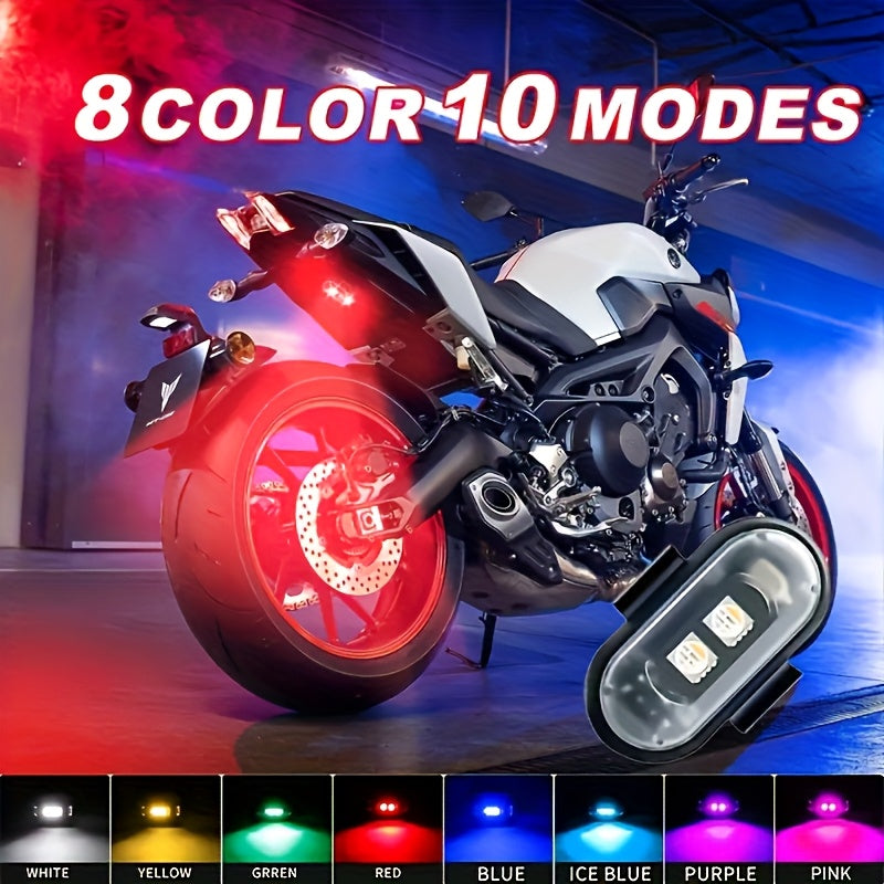 Wireless LED Lights for Vehicles 6 or 8pcs – Remote Control, 8 Color Modes, USB Rechargeable, for Car Interior, Truck, Motorcycle, Drone, Bicycle & Plane