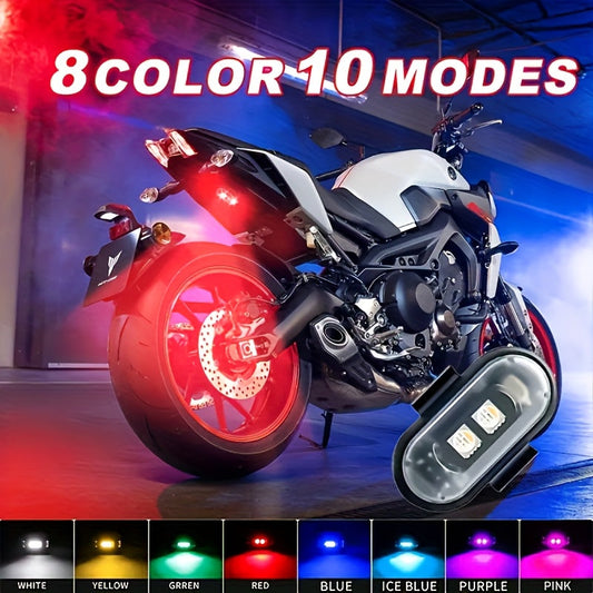 Wireless LED Lights for Vehicles 6 or 8pcs – Remote Control, 8 Color Modes, USB Rechargeable, for Car Interior, Truck, Motorcycle, Drone, Bicycle & Plane