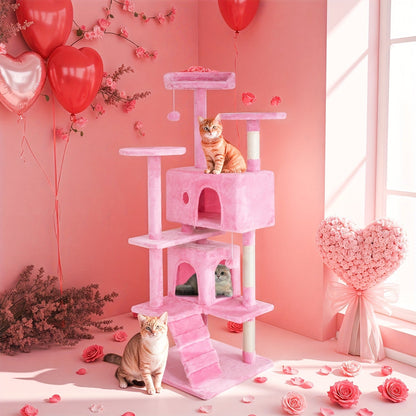 Multi-Level Cat Tree Tower with Scratching Post – Indoor Kitten Activity Center Playhouse, Easy to Assemble, Available in 22"/54"/60"/70" Heights & 7 Colors, Perfect Cat Gift