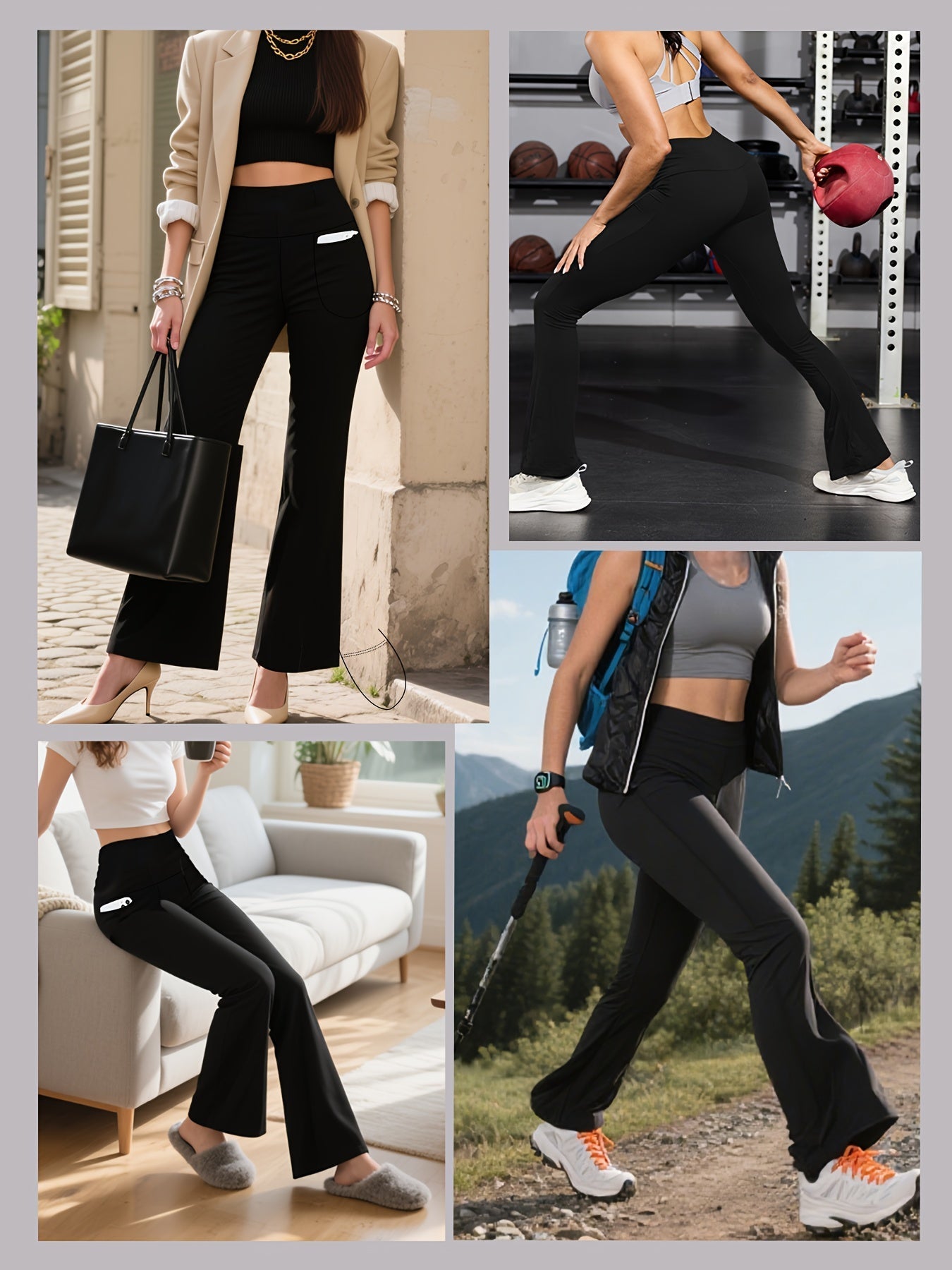 Women's High Waisted Yoga Leggings 3 Pack – Buttery Soft Tummy Control Bootcut Flare Pants with Pockets, S-XXL, Gym Pilates Workout Everyday Wear