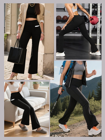 Women's High Waisted Yoga Leggings 3 Pack – Buttery Soft Tummy Control Bootcut Flare Pants with Pockets, S-XXL, Gym Pilates Workout Everyday Wear
