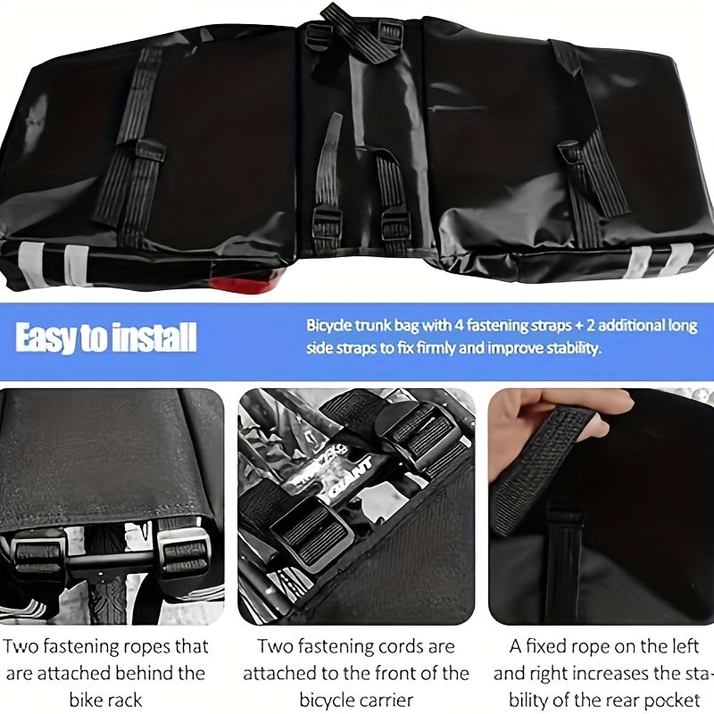 13.21 Gallon Bike Bag Set – Bicycle Cargo Rack Bag, Saddle Bag & Shoulder Bag 3-in-1 Professional Cycling Accessories for Commuting, Touring & Outdoor Riding, Red Black Blue