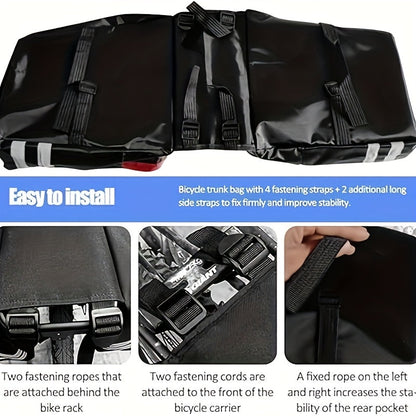13.21 Gallon Bike Bag Set – Bicycle Cargo Rack Bag, Saddle Bag & Shoulder Bag 3-in-1 Professional Cycling Accessories for Commuting, Touring & Outdoor Riding, Red Black Blue