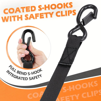 Retractable Ratchet Tie Down Straps 4-Pack Heavy Duty Self-Retracting – 2pcs 10 Ft Auto Cargo Straps for Truck, Trailer, Motorcycle, Moving & Appliances Securing