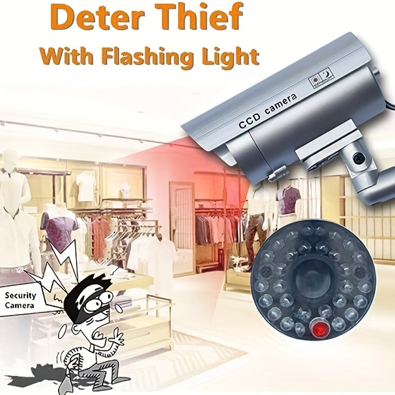 Dummy Security Camera Fake CCTV Surveillance System – Realistic Simulated LED Lights, Adjustable Mount & Warning Stickers, Indoor & Outdoor Home Security Decoy Camera – 2 or 4 Pack