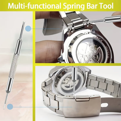15 Piece Professional Watch Band Removal Tool Kit – Stainless Steel Watch Band Pin Remover with Plastic Base, No Assembly Required, Suitable for Watch Band Adjustment and Repair at Home