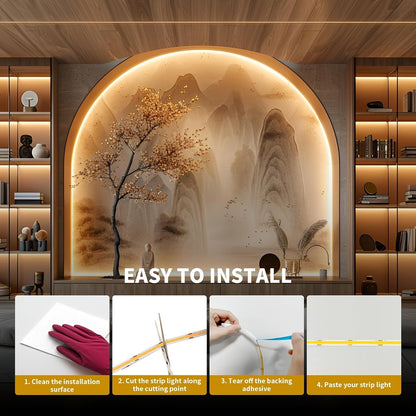 COB LED Strip Light 32.8ft 4800 LEDs Dimmable – Super Bright High Lumen Flexible LED Tape Light for Under Cabinet, TV Backlight, Bedroom, Kitchen & Holiday Decoration