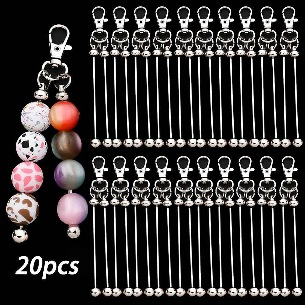 20pcs Beadable Keychain Making Kit for Women – DIY Double Blank Bar Key Rings with Lobster Clasp for Bag Pendant, Wedding, Party, Graduation, Back to School & Holiday Gift Craft Set