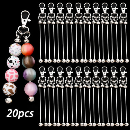 20pcs Beadable Keychain Making Kit for Women – DIY Double Blank Bar Key Rings with Lobster Clasp for Bag Pendant, Wedding, Party, Graduation, Back to School & Holiday Gift Craft Set