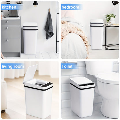 Automatic Touchless Trash Can 2-Pack – 2.8 Gallon Motion Sensor Garbage Can with Lid, Slim Smart Trash Bin for Bathroom, Bedroom, Office & Living Room