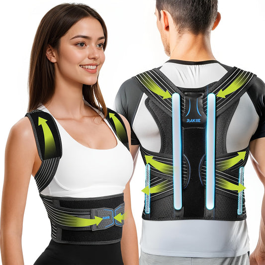 Posture Corrector Vest Adjustable Shoulder Straightening Brace – Padded Shoulder Cushions & Soft Underarm Bands, Unisex Back Support for Daily Wear, Men Women, Small to X-Large, Father's Day Gift