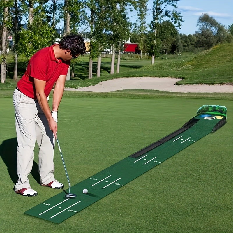 Golf Putting Mat with Automatic Ball Return System – Professional 3/5/7ft Putting Green for Indoor & Outdoor Practice, Green Turf Surface, Ball Collector, Golf Training Aid & Accessories for All Skill Levels