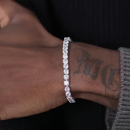 S925 Sterling Silver Moissanite Tennis Bracelet for Women Men – Luxury CZ Bling Hip Hop Bracelet Sizes 6–9 Inch, Wedding Anniversary Birthday Gift