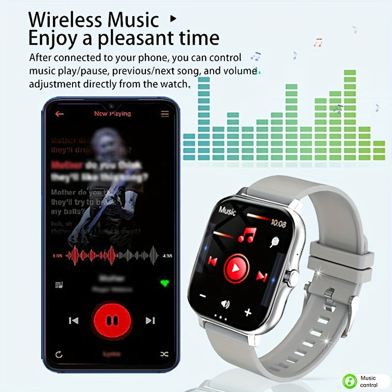 Smartwatch 1.83 Inch Full Touch Screen Wireless Calling Heart Rate Sleep Monitor Pedometer Multi-Sport Fitness Watch for Men Women – USB Rechargeable Pink Silver Black Gold