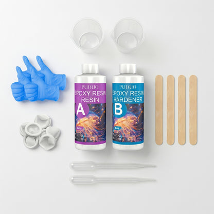 Epoxy Resin Kit Crystal Clear 2-Part Fast-Curing for Casting, Coating, Resin Art, Jewelry Making, Tabletops & Bar Counters – Available in 4oz, 72oz & 1 Gallon with Pump Kit & Glitter Accessories
