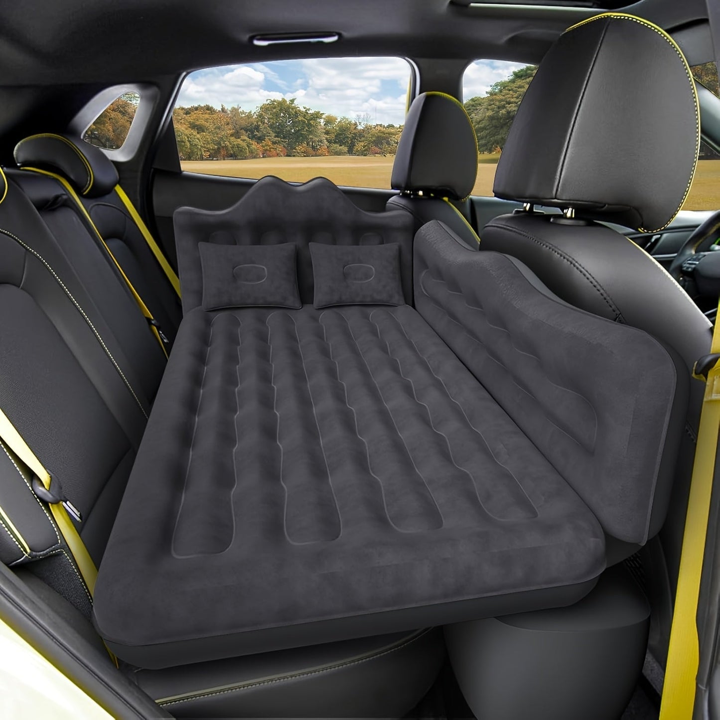 Inflatable Car Mattress for Back Seat SUV Truck MPV – Portable Air Bed with 2 Pillows for Camping Road Trips Outdoor Travel Dark Blue