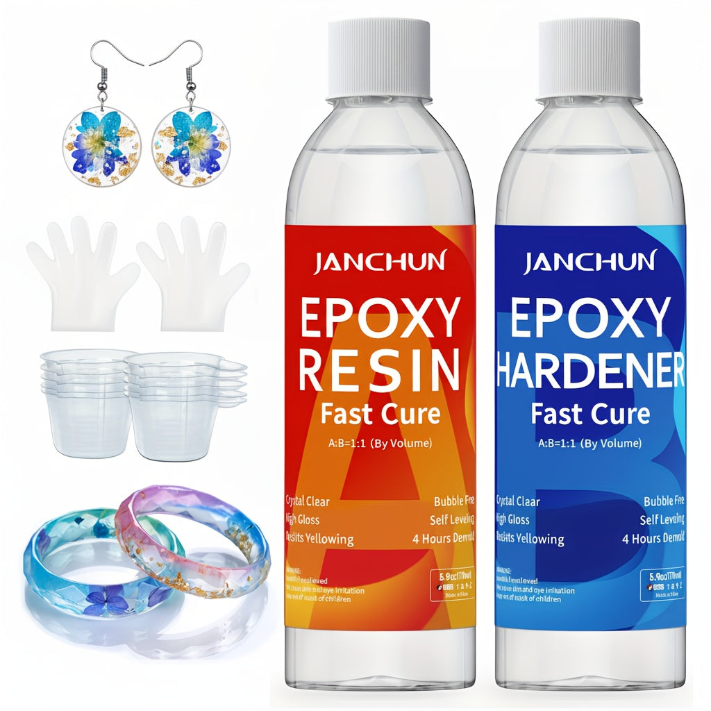 Clear Epoxy Resin Kit, No Yellowing No Bubble High Gloss Casting & Coating Resin with Mixing Tools & Gloves, 1:1 Ratio Art Resin for Jewelry Making, Countertops, River Tables, Coasters & DIY Crafts