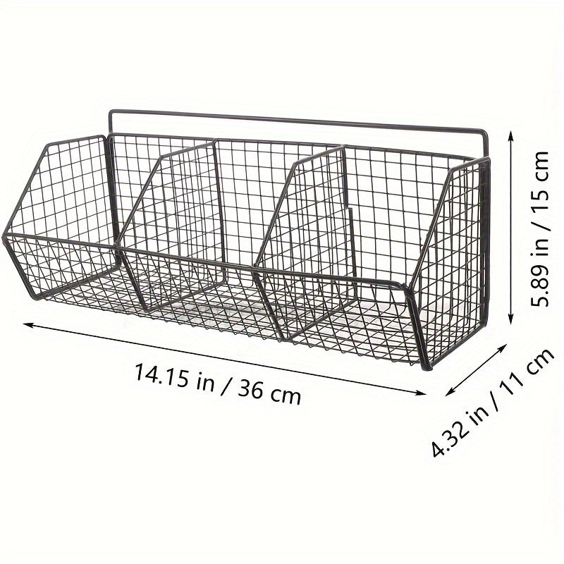Wall Mounted Wire Storage Basket – Carbon Steel Hanging Organizer Rack for Kitchen, Bathroom & Bedroom, Single Layer Sponge & Food Storage Holder, Space-Saving Wall Rack for Home Organization