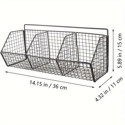 Wall Mounted Wire Storage Basket – Carbon Steel Hanging Organizer Rack for Kitchen, Bathroom & Bedroom, Single Layer Sponge & Food Storage Holder, Space-Saving Wall Rack for Home Organization