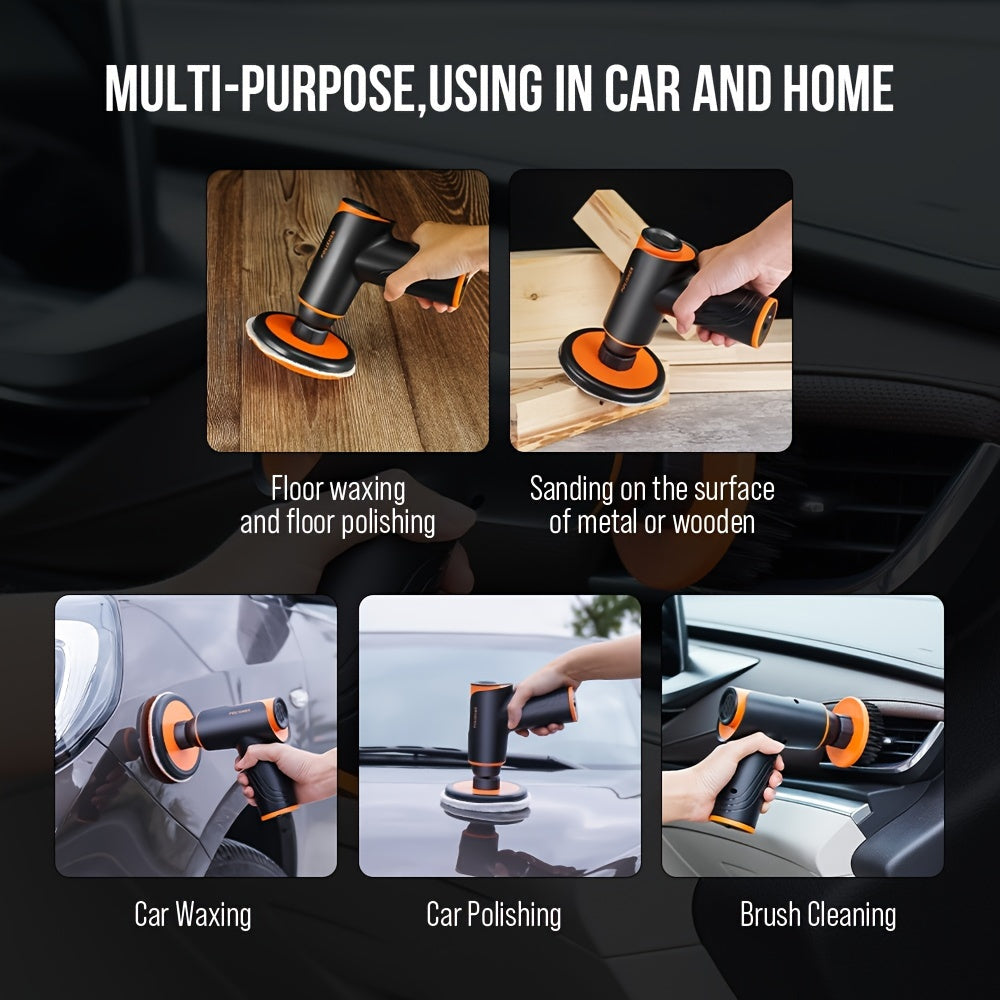 100W Cordless Car Polisher & Waxing Machine – Rechargeable Wireless Buffer for Scratch Repair, Car Detailing & Waxing, Portable Compact Polisher for Car Enthusiasts