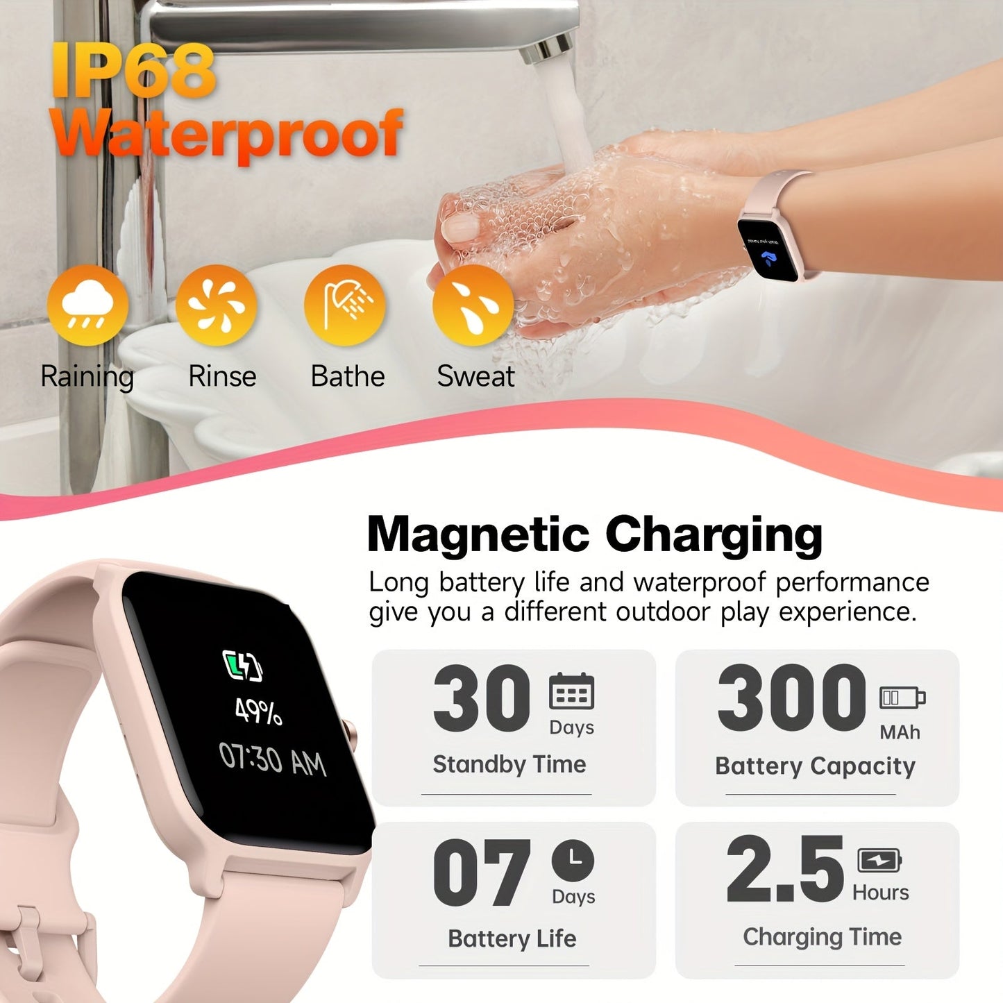 FAWEIO Smart Watch with Alexa & Wireless Calling – 1.8" HD Touchscreen, Fitness Tracker, 100+ Sports Modes, Compatible with iPhone & Android, for Women & Men