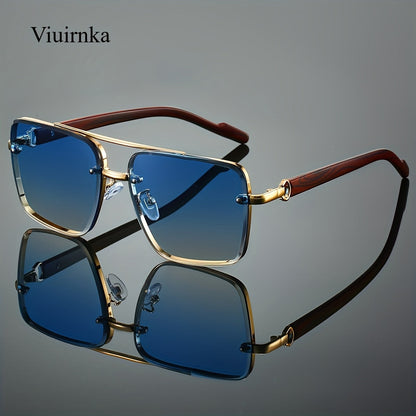 Retro Square Woodgrain Sunglasses for Men & Women – UV400 Gradient AC Lenses, Lightweight PC Frame, 7 Color Options, Vintage Street Style Eyewear for Driving, Travel & Everyday Wear